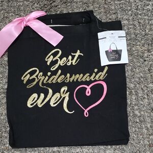 ** Black and Pink Bridesmaid Tote Bag